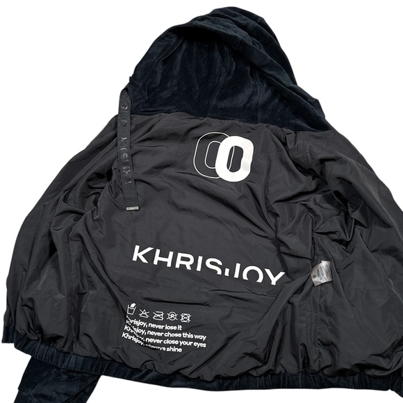 Khrisjoy Black Velour Full Zip Cut & Sew Asymmetric Oversized Hoodie Womens 00 - Picture 9 of 11